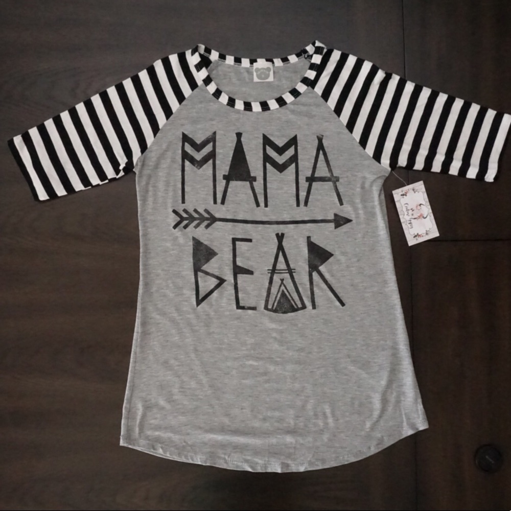 5⭐️1  SM LEFT!!Mama Bear Black Stripe Graphic Tee - Picture 2 of 7